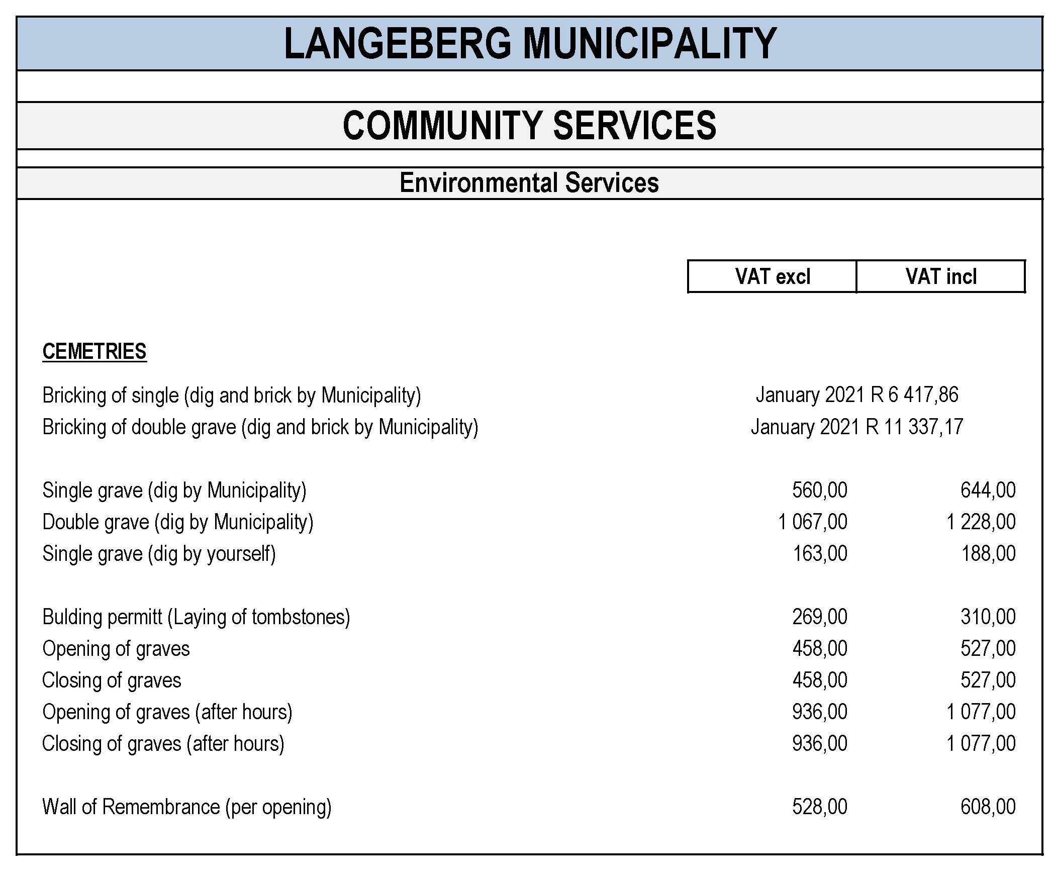 Copy of cemetery tariffs January 2021
